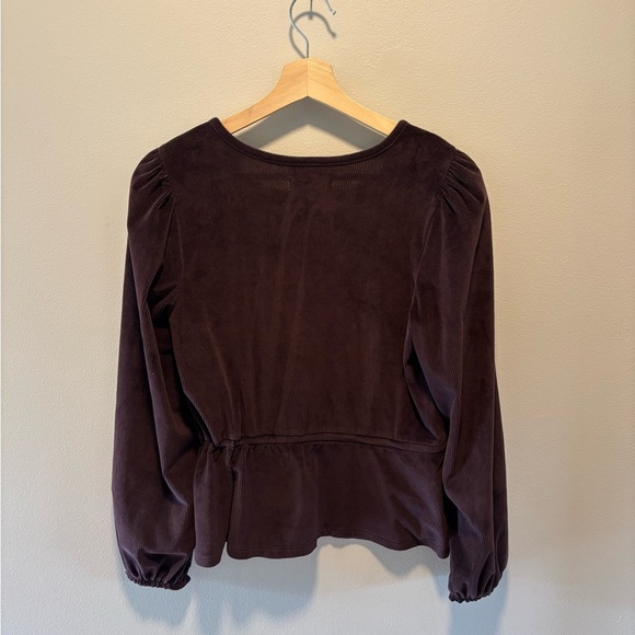 Madewell Corduroy Tie-Front Faux-Wrap Top - Picture 6 of 13